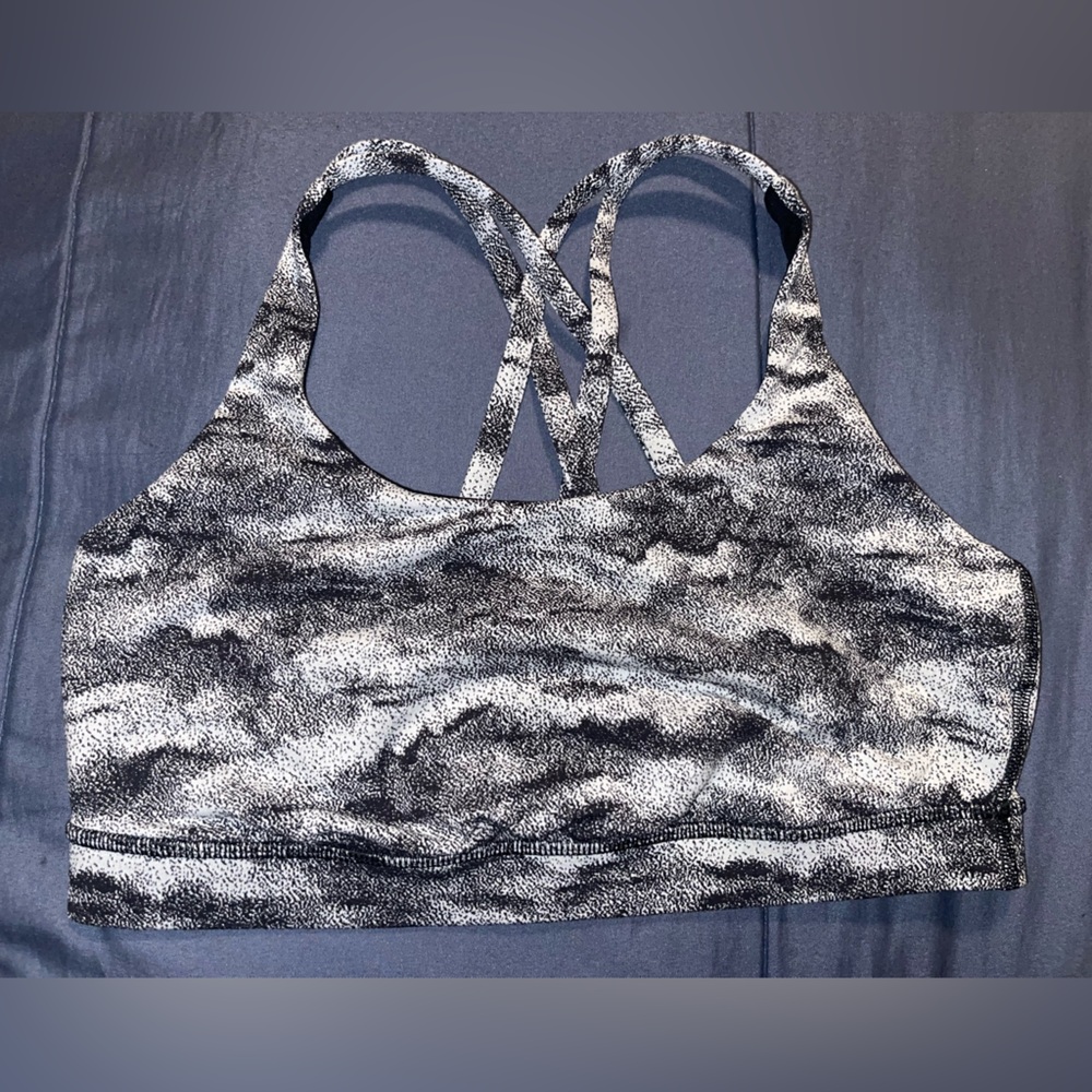 🍋 EUC Lululemon Energy Bra - Power Luxtreme Hazy Days Black White - Sz 10